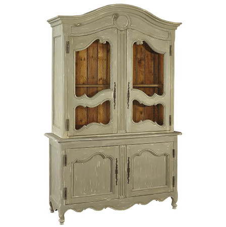 French Country Grey Wood Sideboard with Hutch Cabinet | Zin Home