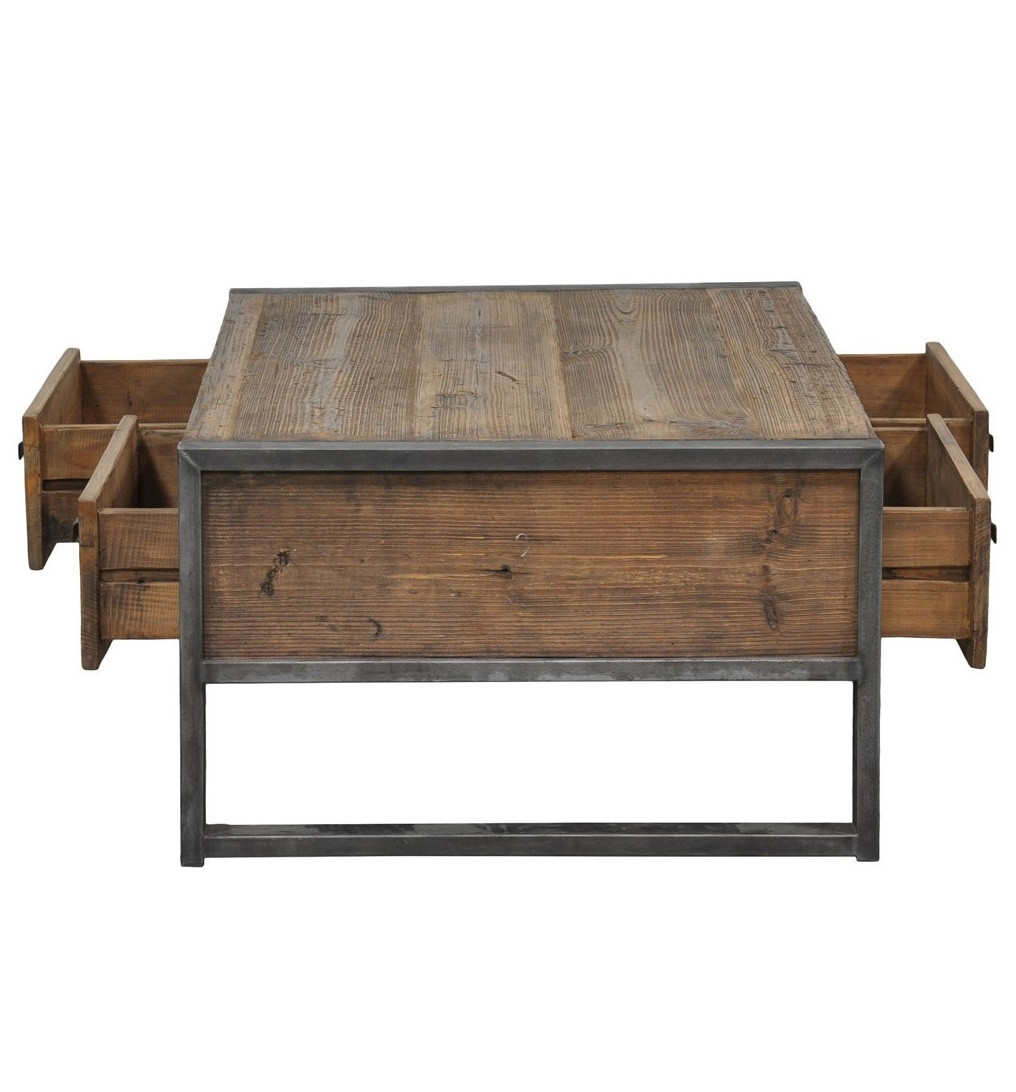 Rustic Industrial Coffee Table with Drawers | Zin Home