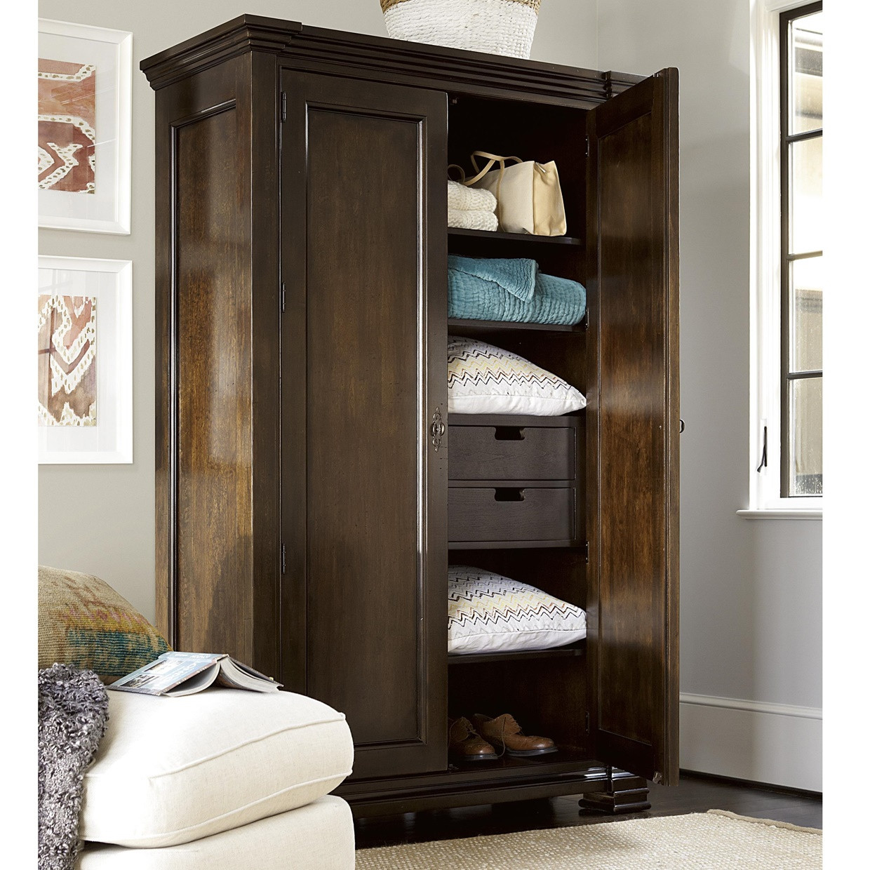 Sonoma Vintage Brown 2 Door Vintner's Armoire Closet Zin Home
