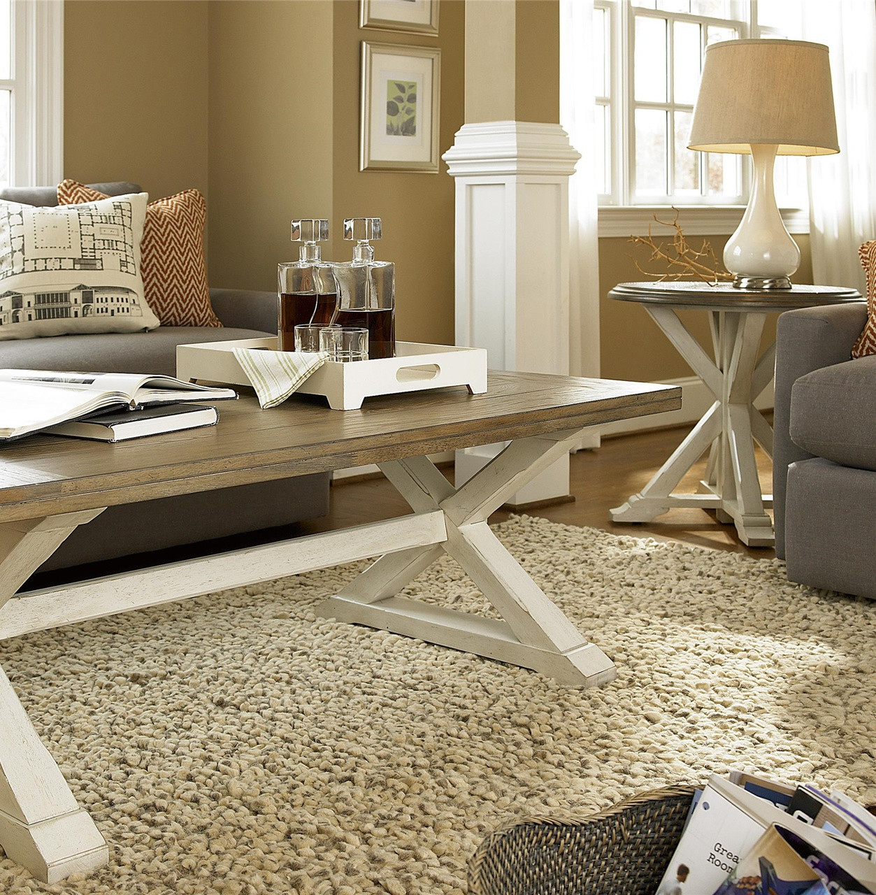 Coastal Beach White Oak Round End Table Zin Home
