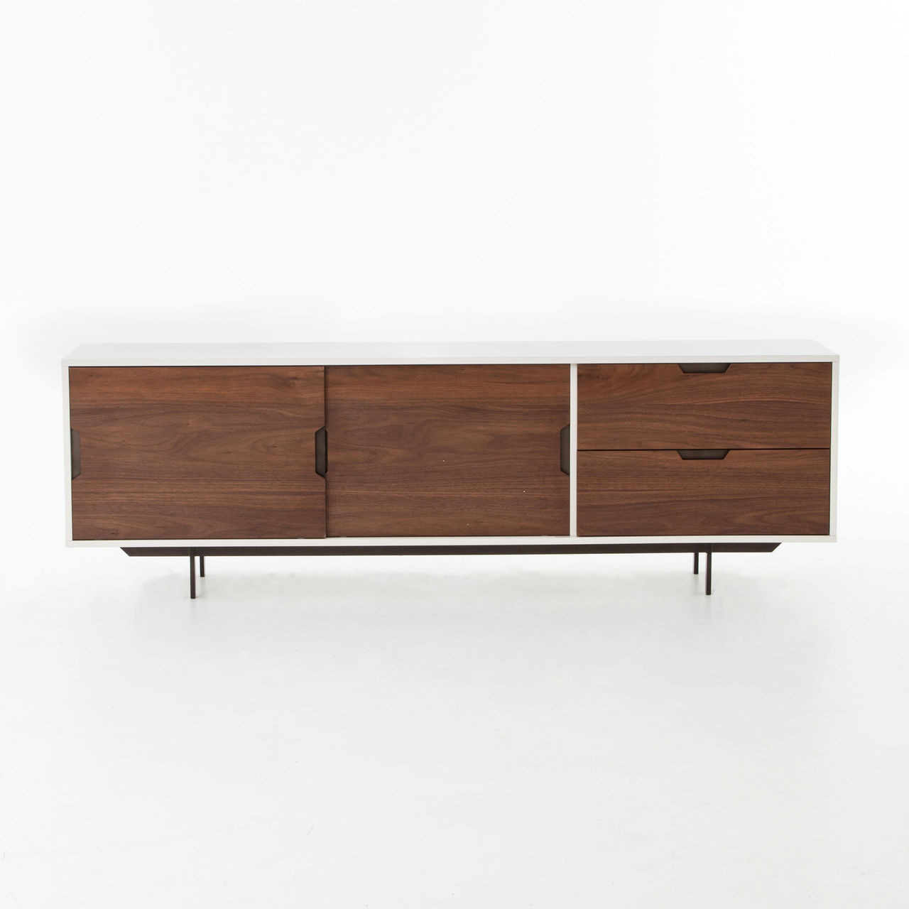 Modern White Large Media Console with Sliding Doors Zin Home