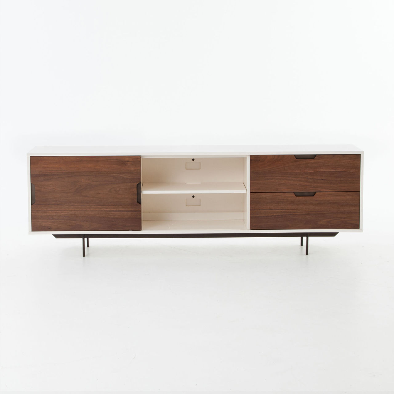 Modern White Large Media Console With Sliding Doors Zin Home - Modern White Large Media Stand With Sliding Doors modern white large media console with sliding doors zin home - modern white large media stand with sliding doors