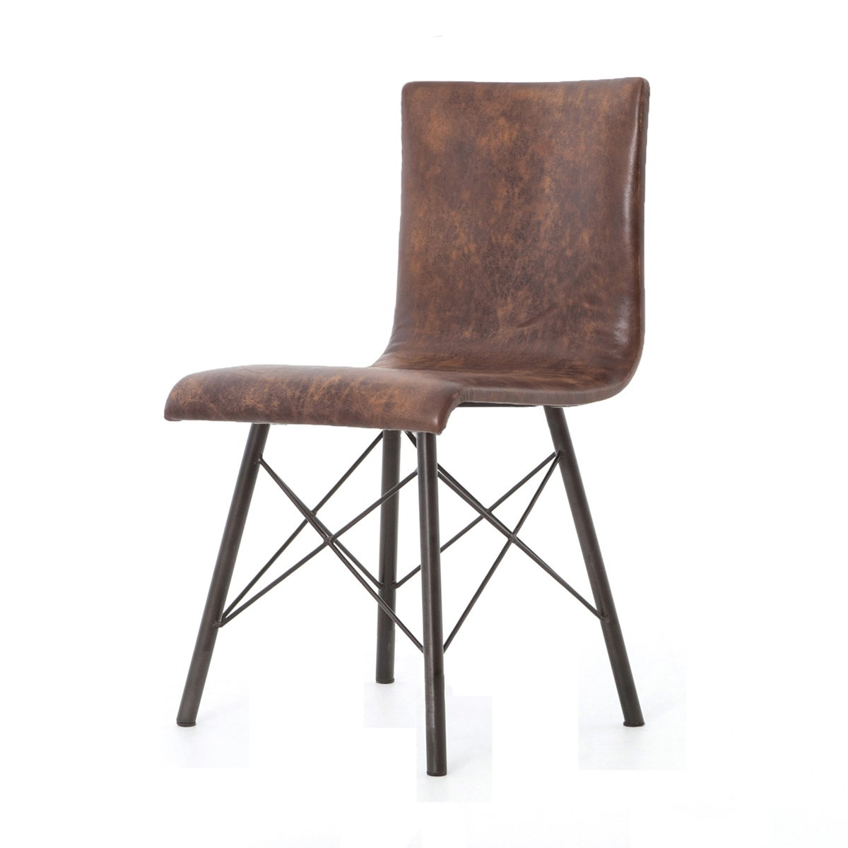 Diaw Distressed Brown Leather Dining Chair | Zin Home