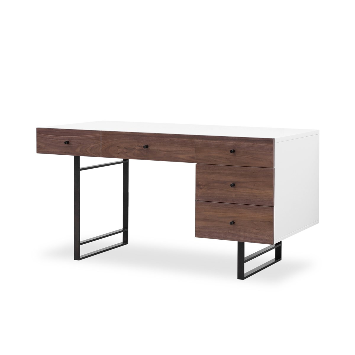 Mid-Century Modern White Lacquer Desk- Walnut | Zin Home