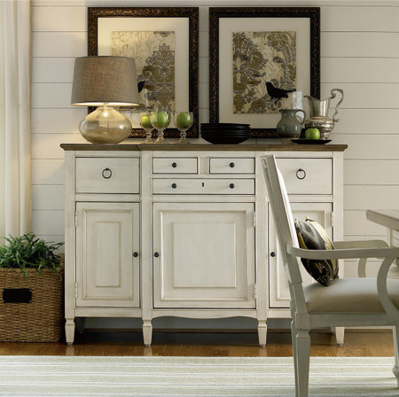Country-Chic Maple Wood White Buffet Server Cabinet ...