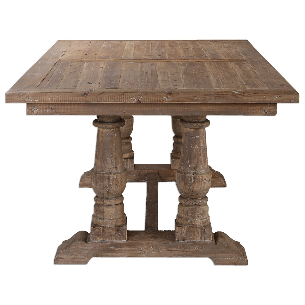 Salvaged Wood Double Trestle Dining Table 76" | Zin Home