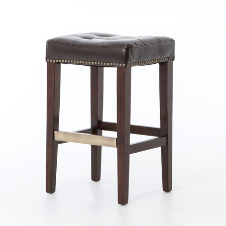 Ashford Tufted Brown Leather Counter Stool | Zin Home