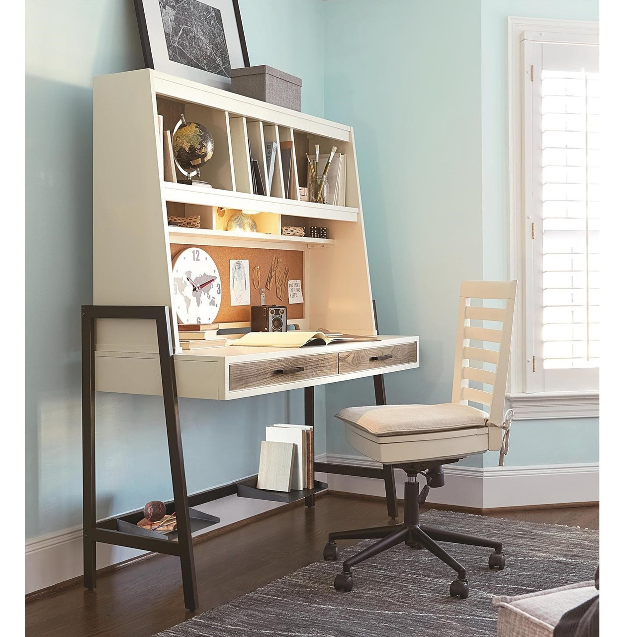 MyRoom Modern Kids Desk Hutch White Zin Home
