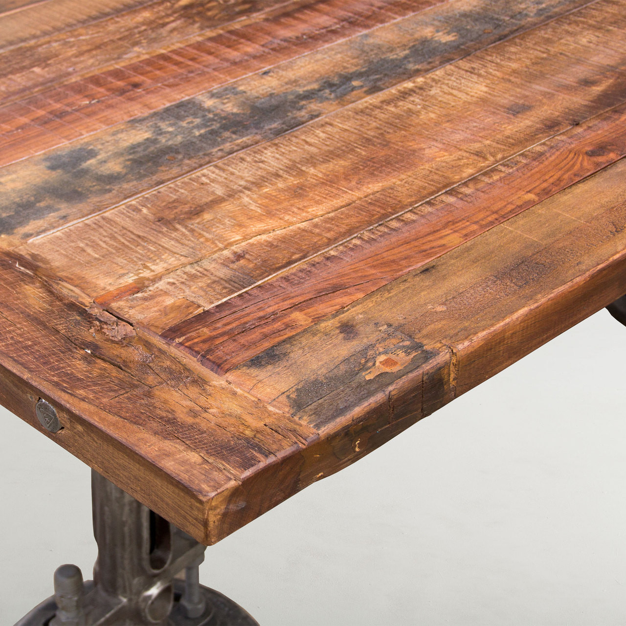 Steampunk Industrial + Reclaimed Wood Crank Dining Table 82" Zin Home