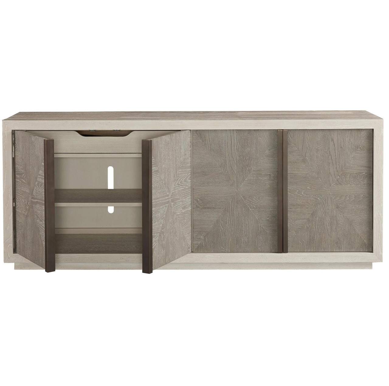 Modern Grey Oak Wood 4 Door Brinkley Credenza Sideboard Zin Home