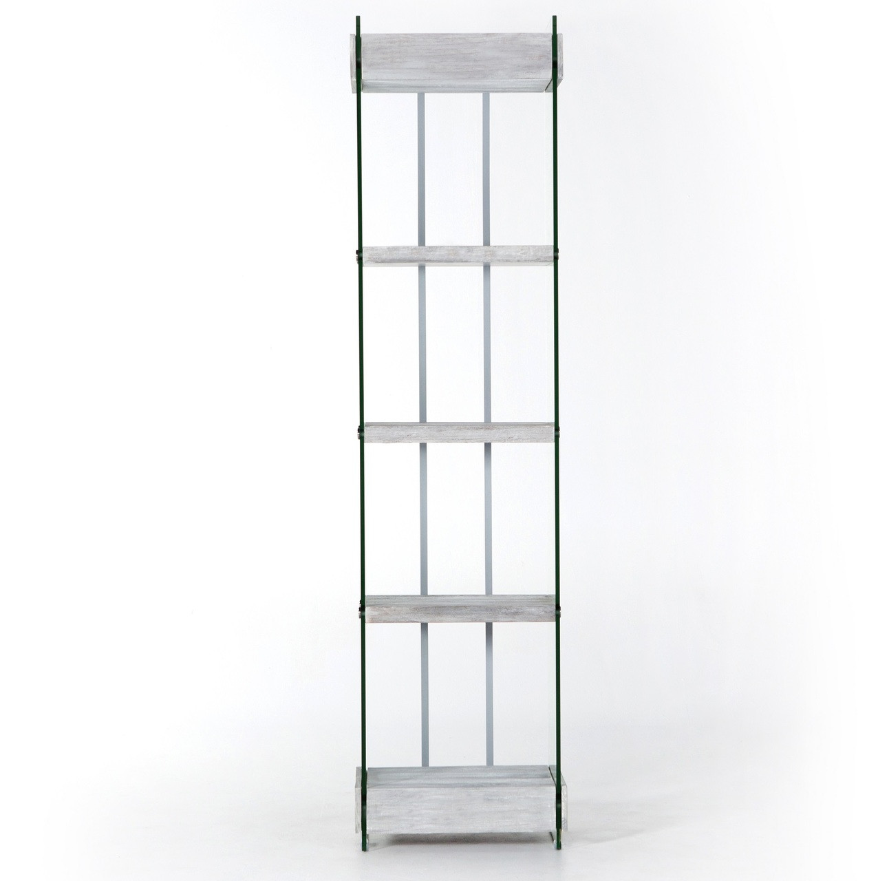 Soho Kenmare Modern Grey Wood and Glass Narrow Bookshelf Zin Home