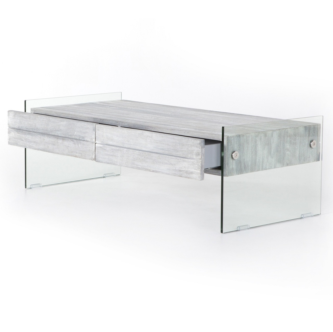 Soho Houston Modern Grey Wood and Glass 2 Drawer Coffee Table Zin Home