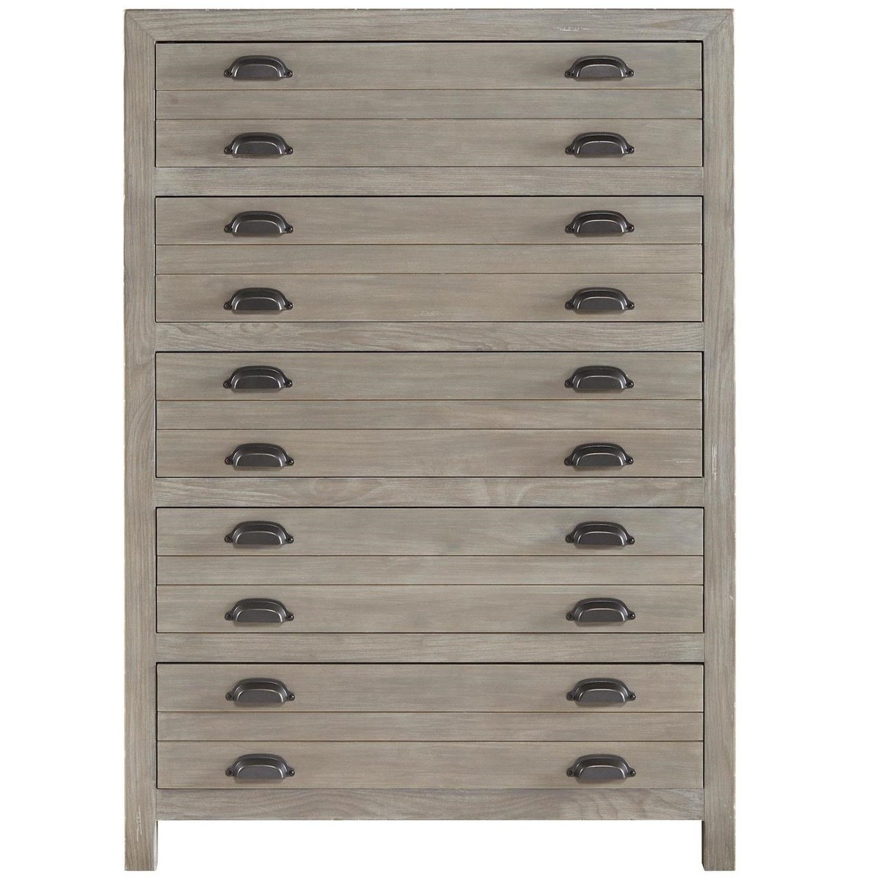 French Printer's Rustic Gray Wood Narrow 5Drawers Chest Zin Home