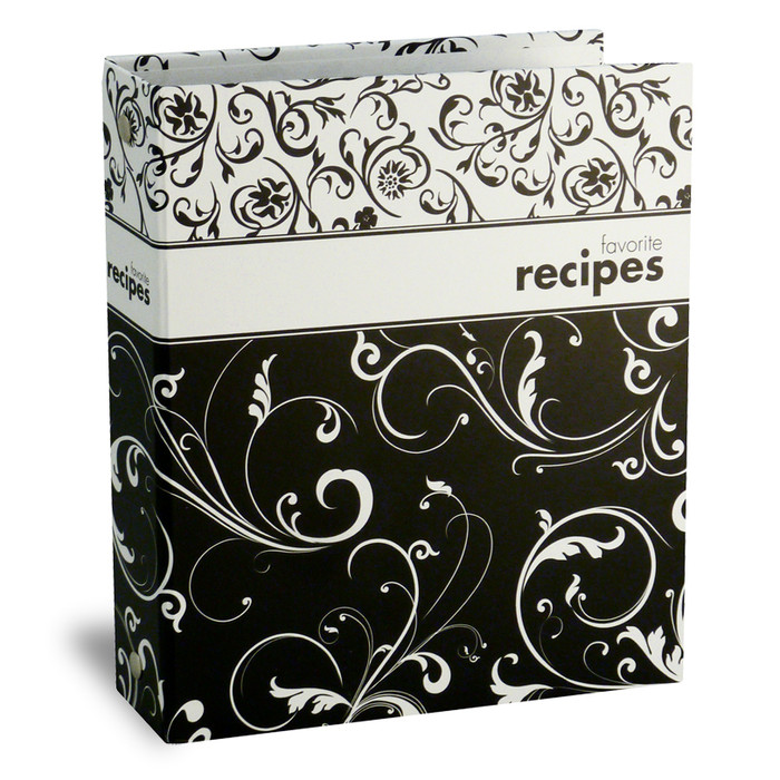 Half Page Recipe Card Binder - Black & White Swirl Binder Half Page Recipe Card Binder - Black & White Swirl Binder