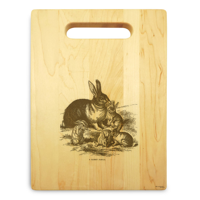 Rabbit Family 9x12 Engraved Chopping Board Handle Maple Wood Rabbit Family 9x12 Engraved Chopping Board Handle Maple Wood