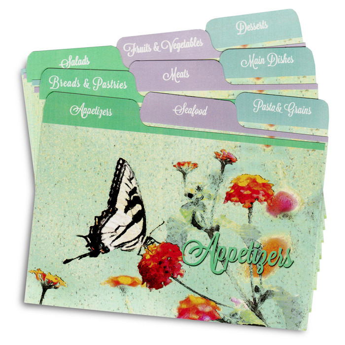 4x6 Tabbed Recipe Card Dividers - Butterfly Garden - 9 ea 4x6 Tabbed Recipe Card Dividers - Butterfly Garden - 9 ea