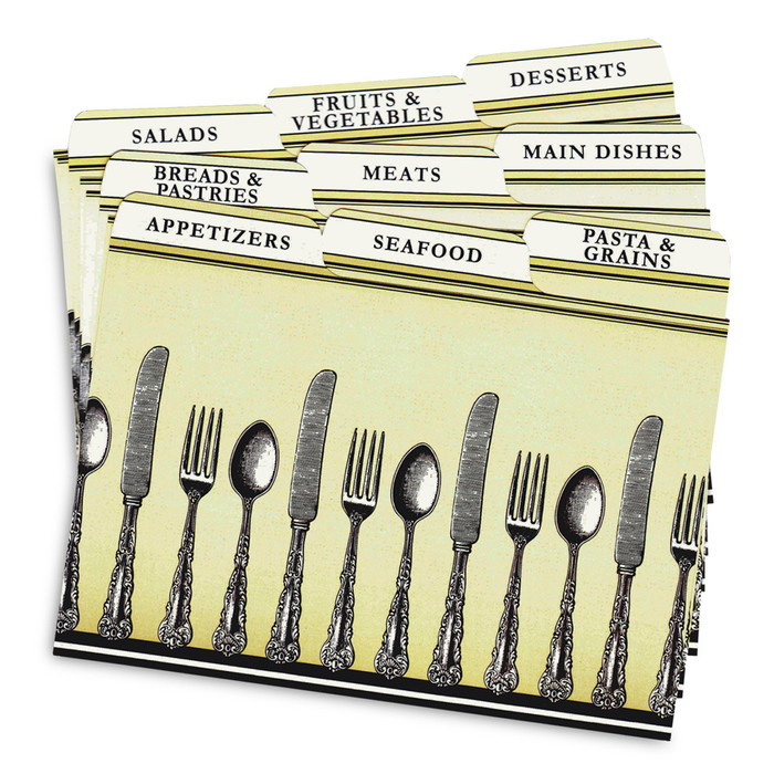 4x6 Tabbed Recipe Card Dividers - Silverware - 9 ea 4x6 Tabbed Recipe Card Dividers - Silverware - 9 ea