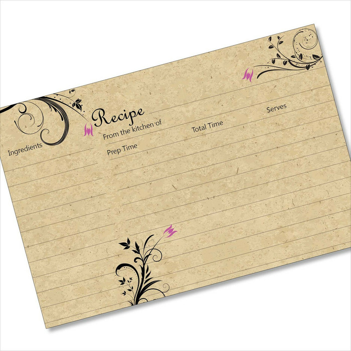 4x6 Recipe Card Three Purple Flowers on Black and Tan 40ea 4x6 Recipe Card Three Purple Flowers on Black and Tan 40ea