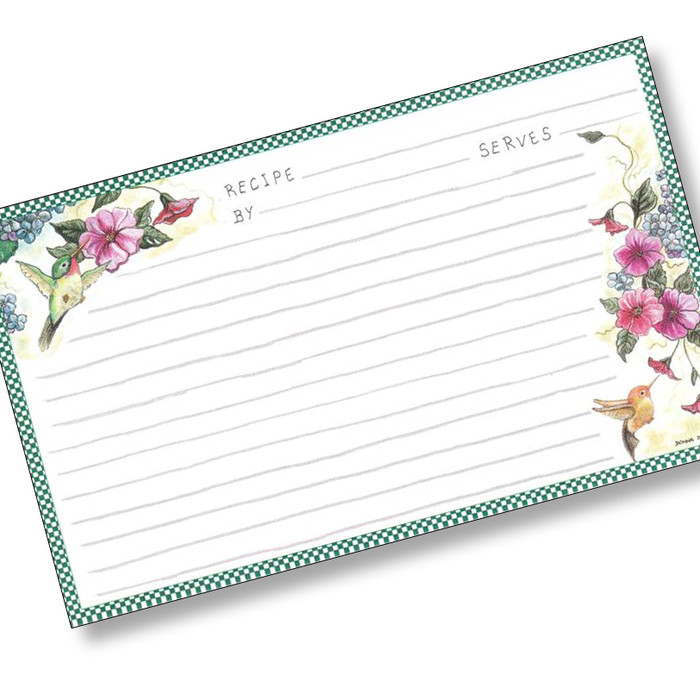 3 x 5 Hummingbirds Recipe Card 3 x 5 Hummingbirds Recipe Card