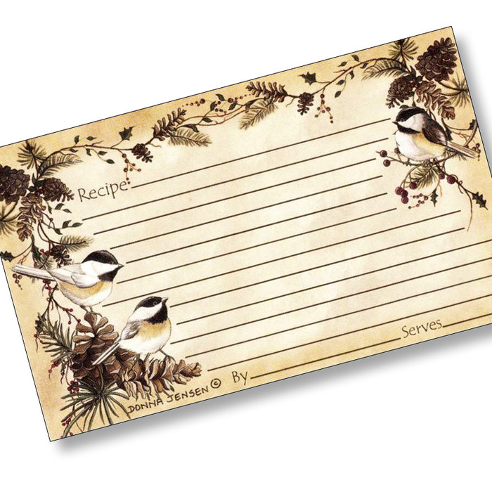 3 x 5 Chickadees in the Pines Recipe Card 3 x 5 Chickadees in the Pines Recipe Card