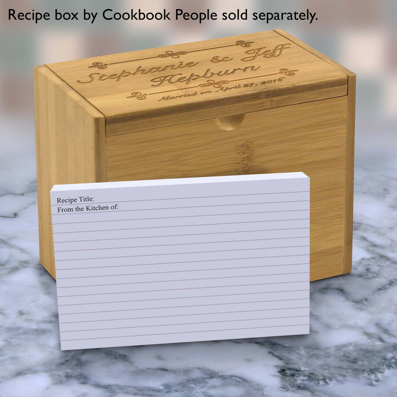 Stock Your Home Wooden Recipe Box - 75 Recipe Cards and 8 Dividers