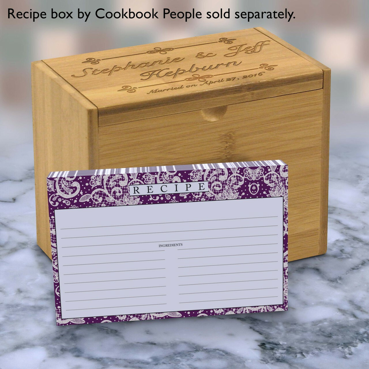 purple recipe cards