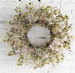 K62138   Faux Birch Branch Wreath w/Mini Leaves  26" D  multi