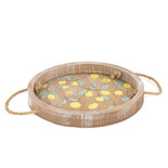12x12x1.5 round wood tray (LEMONS) multi