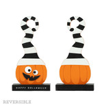5x10x2 wood pumpkin on stand, multi