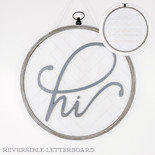 22" X 22" X 2" Reversible Round Wood Hang Framed Sign (Hi) White/Gray