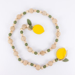 40" X 2" X 1" Wood Bead Garland (Lemon) Yellow/Green/White