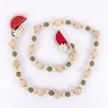 40" X 1.25" X 1" Wood Bead Garland (Watermelon) Multicolor
