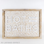 32" X 24" X 2" Bamboo Wood Framed Sign (Hot Baths) White/Brown/Natural