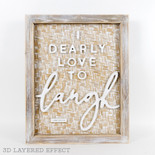 16" X 20" X 2" Bamboo Wood Framed Sign (Laugh) White/Brown/ Natural
