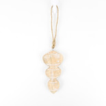 3" X 6" X .5" Mango Wood Ornament (Teardrop) Natural/White