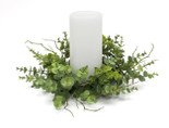 17.5"D Faux Eucalyptus Candle Ring  (Fits a 6" Candle)