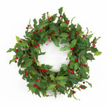 25"D Faux Holly Wreath