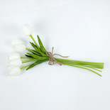 15" Faux Tulip Bundle Set of 9, White/Green