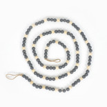 60" X .5" X .5" Wood Bead Garland, Dark Gray/Natural