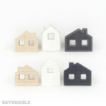 12.75" X 5" X 1.5" Chunky Wood Shape Set of Three (Houses) White/Tan/Gray