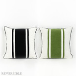 18x18 rvs pillow, bk/ol gn/wh