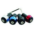 HANDLEBAR ENDS ALLOY 2 TONE BLACK RED SILVER OR BLUE