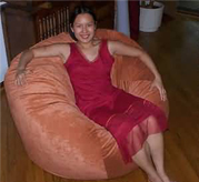 52 inch giant bean bag with 5 foot tall woman