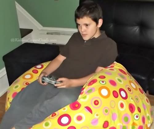 Boy playing video game