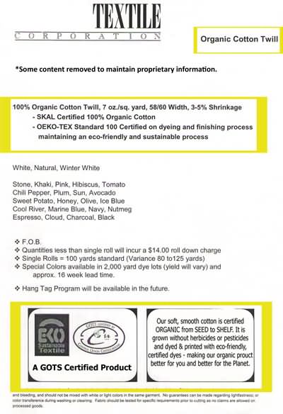 Organic Cotton Info Sheet