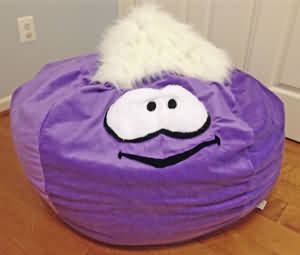 Puffle bean bag chair custom-made by Ahh! ProductsCustom Puffle Bean Bag Chair