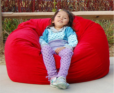 Bean bag chairs outside make great rest stops.