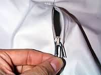 Pull zipper to unlock liner