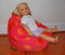 14" wide Doll Hot Pink with Orange Dots