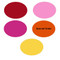 Red, (pink discontinued), hot pink, orange, yellow